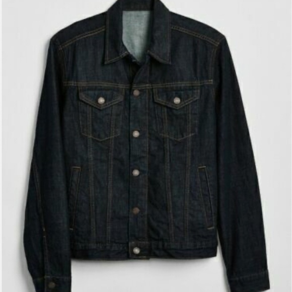 -NWT Gap Men’s Icon Denim Jacket Dark Indigo Rinse - Medium - Picture 4 of 4